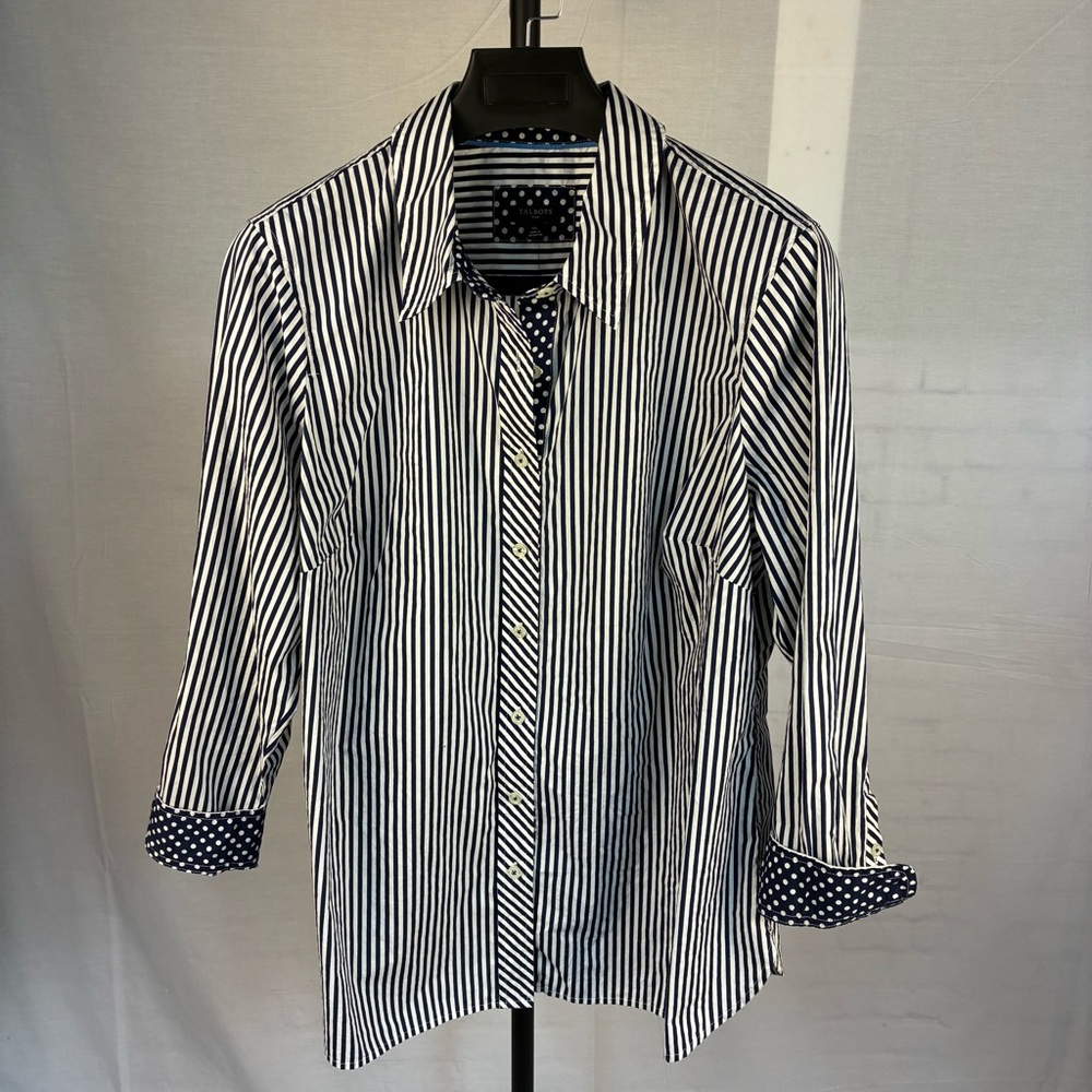 NWT Talbots Stripe Polka‎ Dot Button Front Shirt 1X